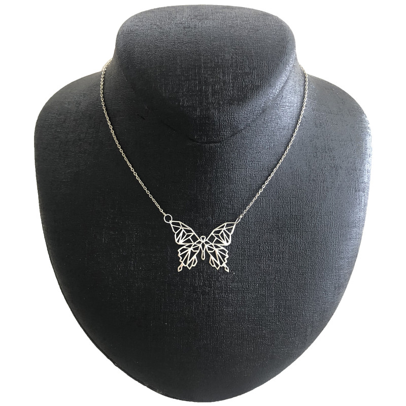 گردنبند نقره زنانه مدل پروانه اوریگامی